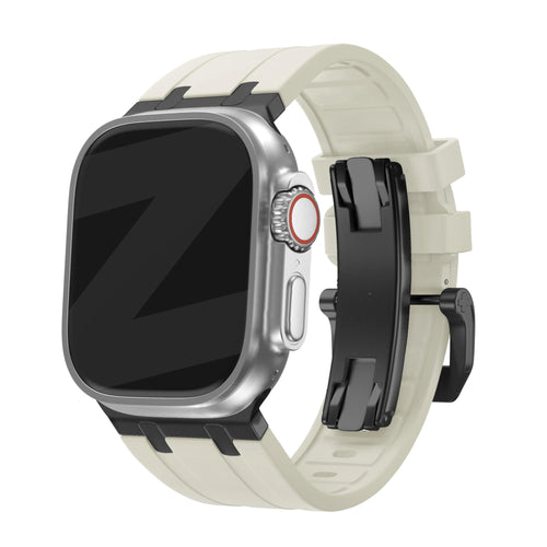 Bandz Correa silicona 'Luxe Liquid' Apple Watch Ultra (beige con negro)