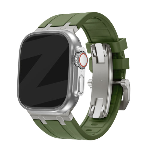 Bandz Bracelet silicone 'Luxe Liquid' Apple Watch Ultra (vert avec titane)