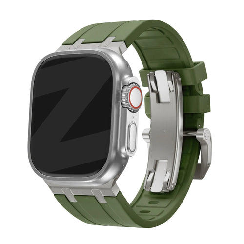 Bandz Bracelet silicone 'Luxe Liquid' Apple Watch (vert/titane)