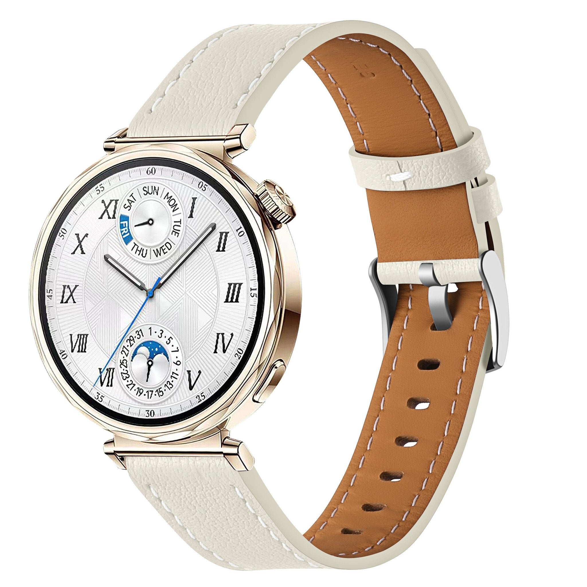 Huawei Watch 5 - 42mm 'One Push' Leather Strap (Beige)