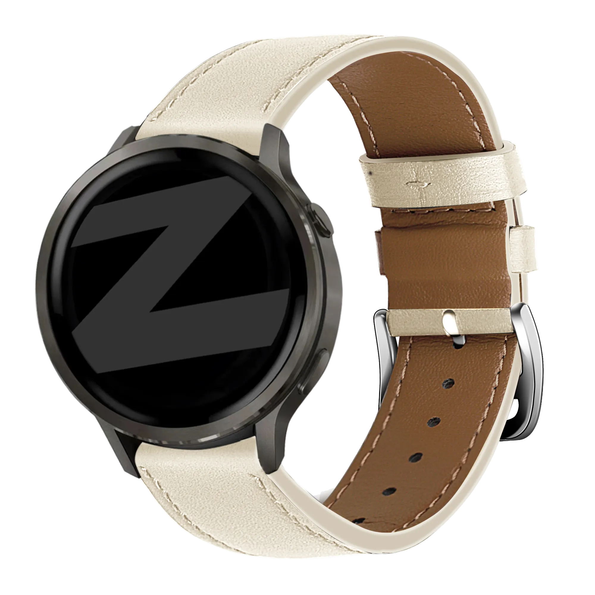 Bandz Garmin Forerunner 265s lederen band 'Deluxe' (beige)