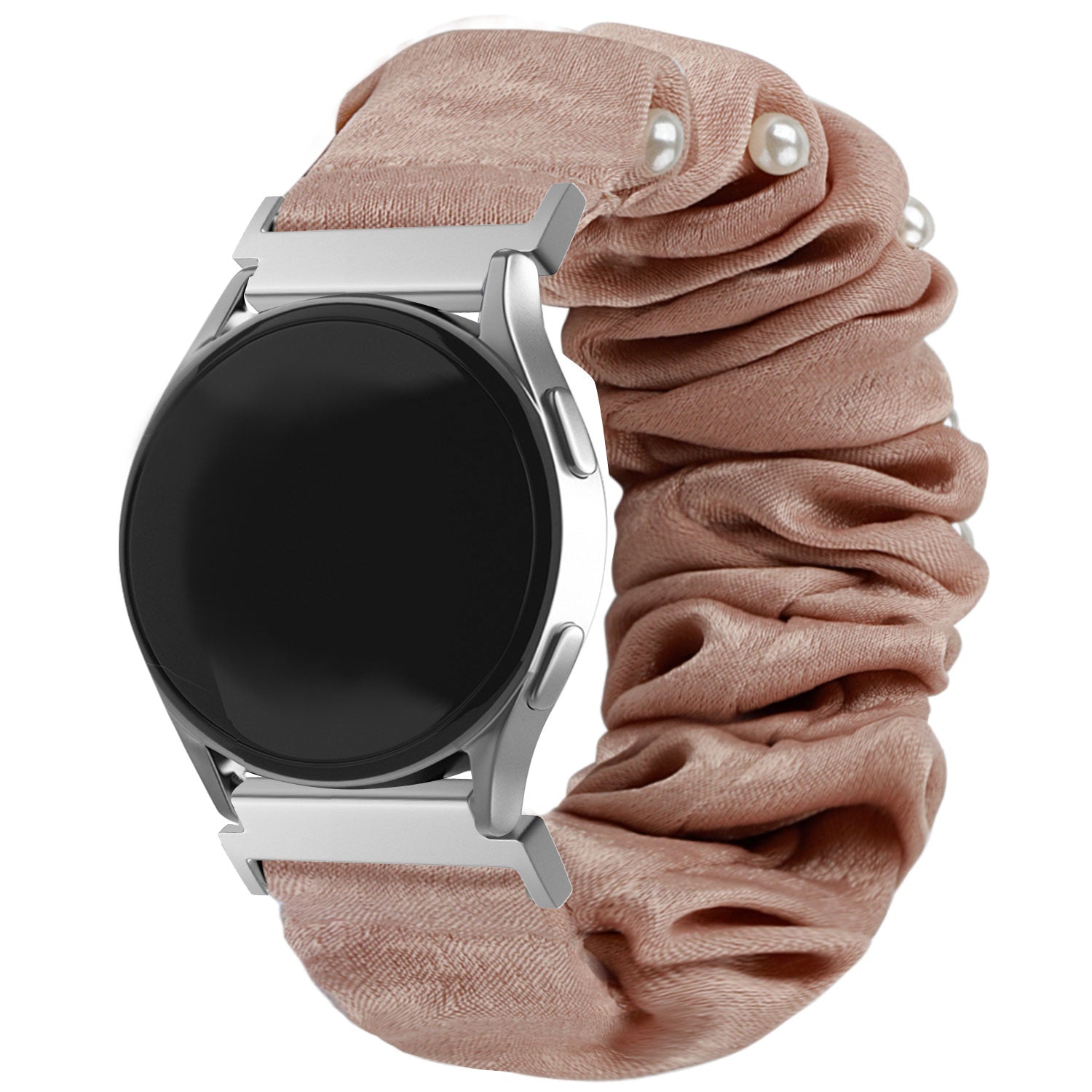 Samsung Galaxy Watch 7 - 40mm Scrunchie Strap (Beige with Pearls)