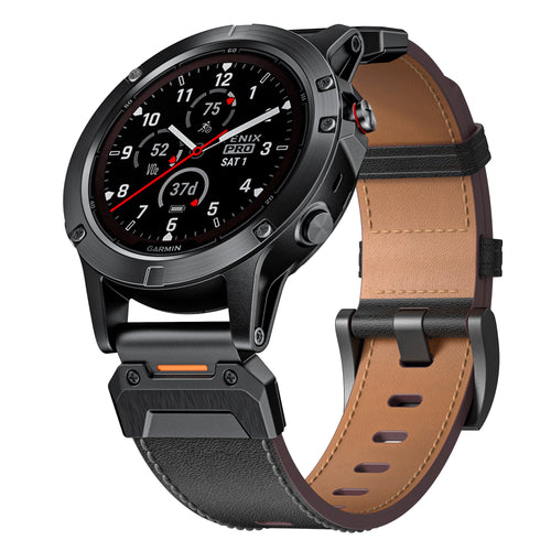 Garmin Fenix 7 Genuine Lederarmband (Schwarz)