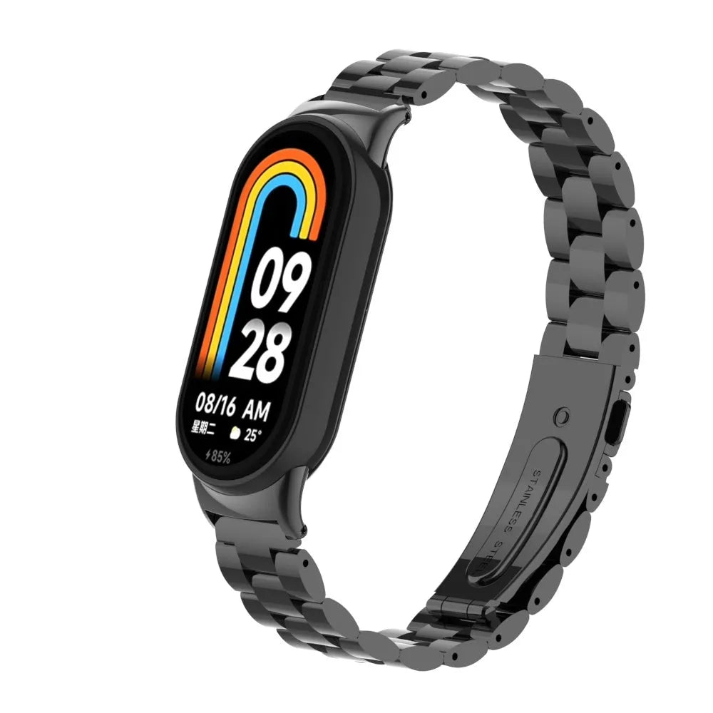 Steel Strap, black, on a watch, 3/4 front view