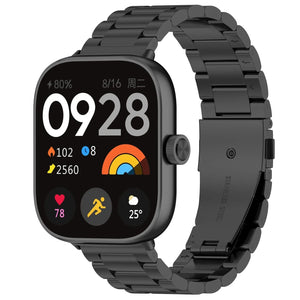 Steel Strap, black, on a watch, 3/4 front view