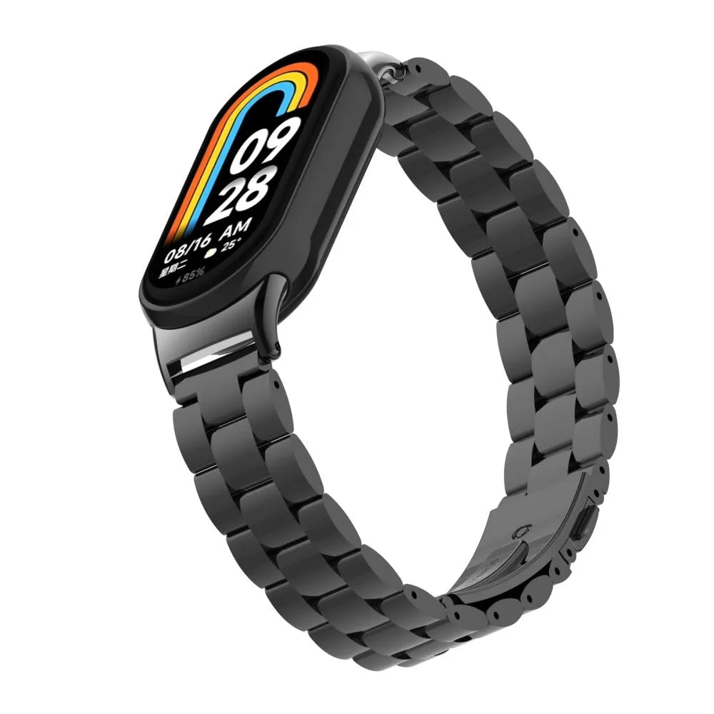 Steel Strap, black, on a watch, 3/4 front view