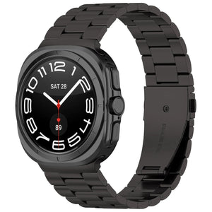 Steel Strap, black, on a watch, 3/4 front view