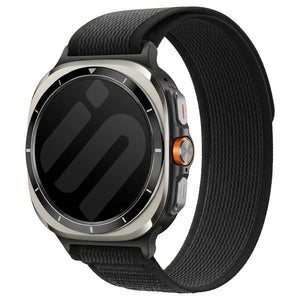 Trail Nylon Strap, black, on a watch, 3/4 front view