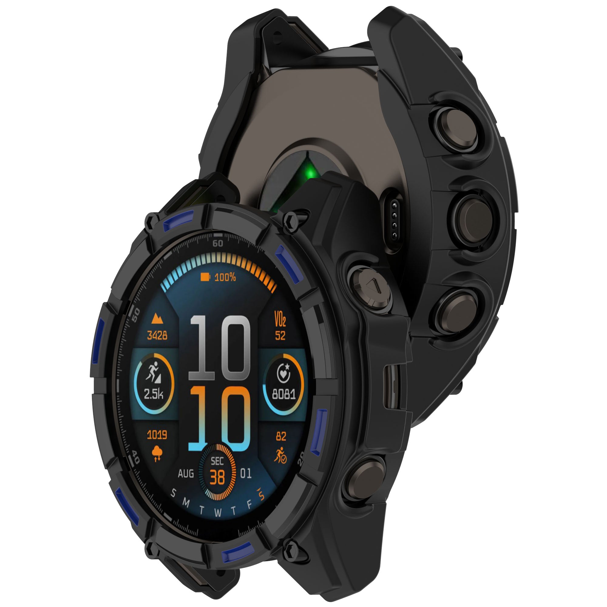 Funda resistente TPU Garmin Quatix 8 - 51mm (negro/azul)