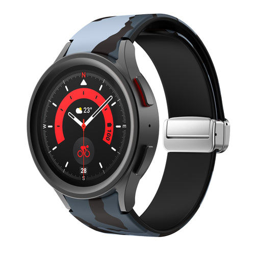 Silicone Magnetic Patterned Strap, on a watch, 3/4 front view