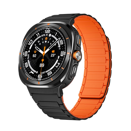 Samsung Galaxy Watch Ultra 2 magnetisch siliconen bandje (zwart/oranje)