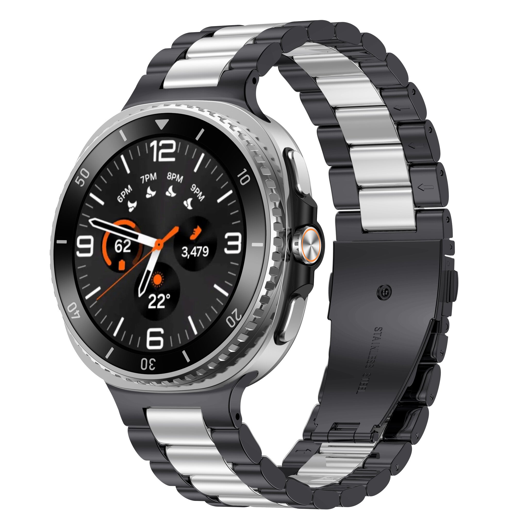 Bracelet acier Samsung Galaxy Watch 8 Classic (noir/argent)
