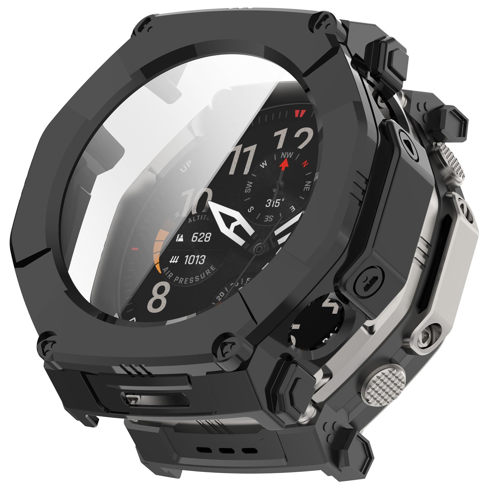 Amazfit T-Rex Ultra 2 PC Hülle mit Glas (Schwarz)