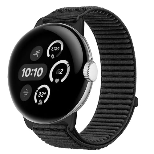 Google Pixel Watch 4 - 41mm Wave Nylonarmband (Schwarz)