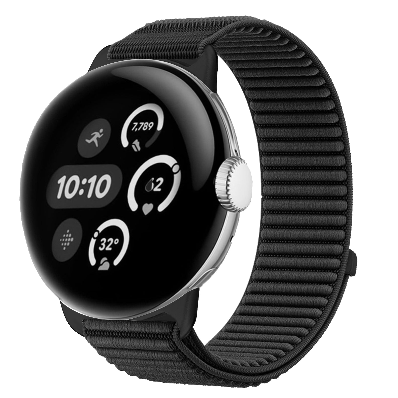Google Pixel Watch 4 - 41mm Wave Nylonarmband (Schwarz)