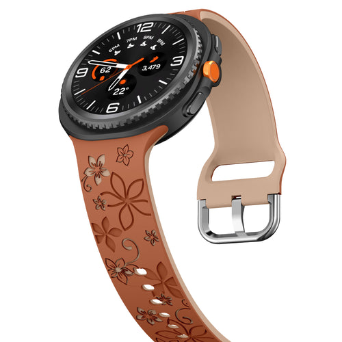 Bracelet silicone avec fleurs Samsung Galaxy Watch 8 - 40mm (marron/beige)