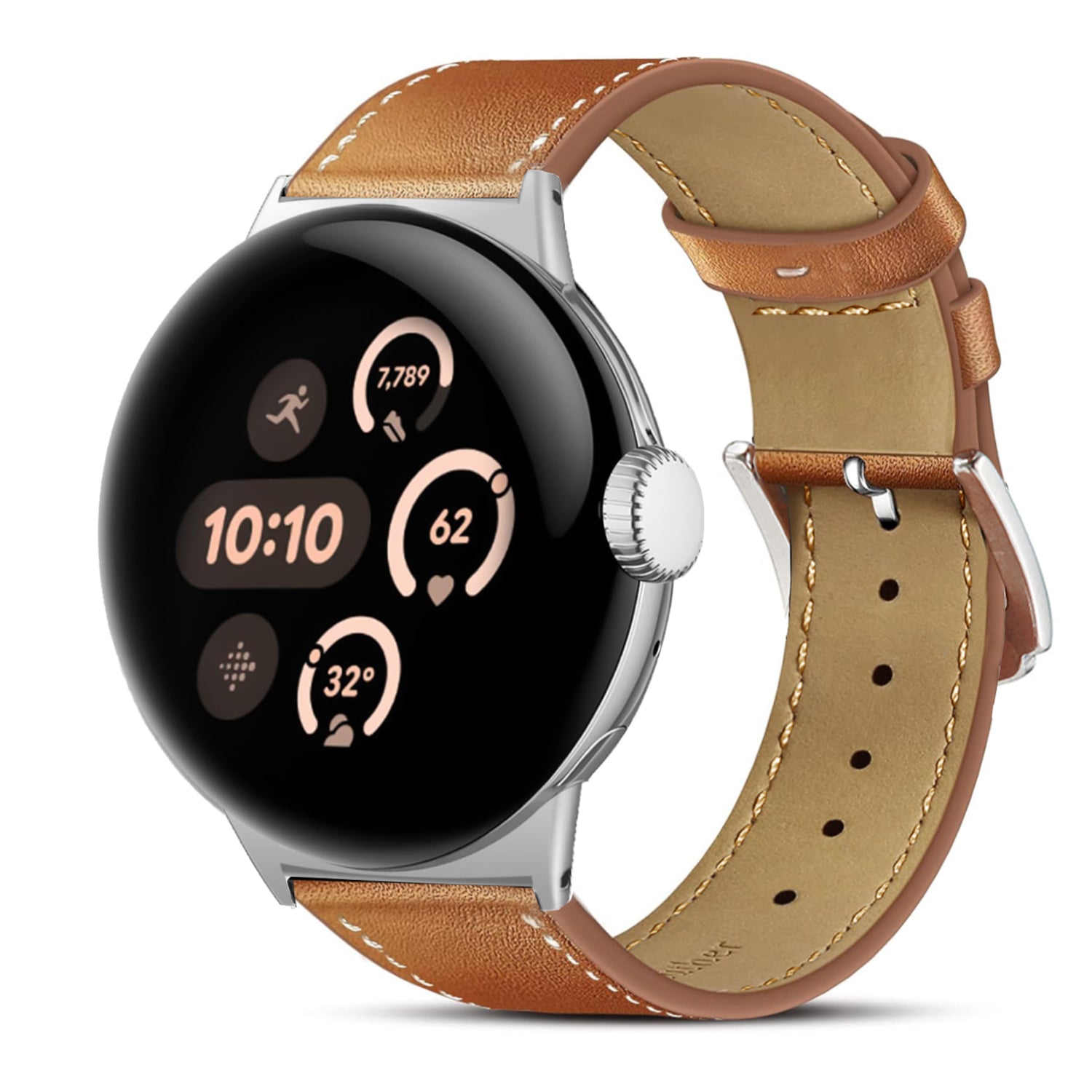 Google Pixel Watch 4 - 45mm Modern Leather Strap (Brown)