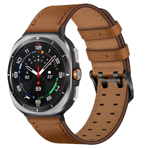 Samsung Galaxy Watch Ultra 2 Double Pin Leather Strap (Brown)