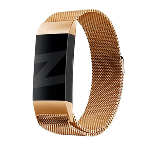 Milanese Loop Strap, rose gold, on a watch, 3/4 front view