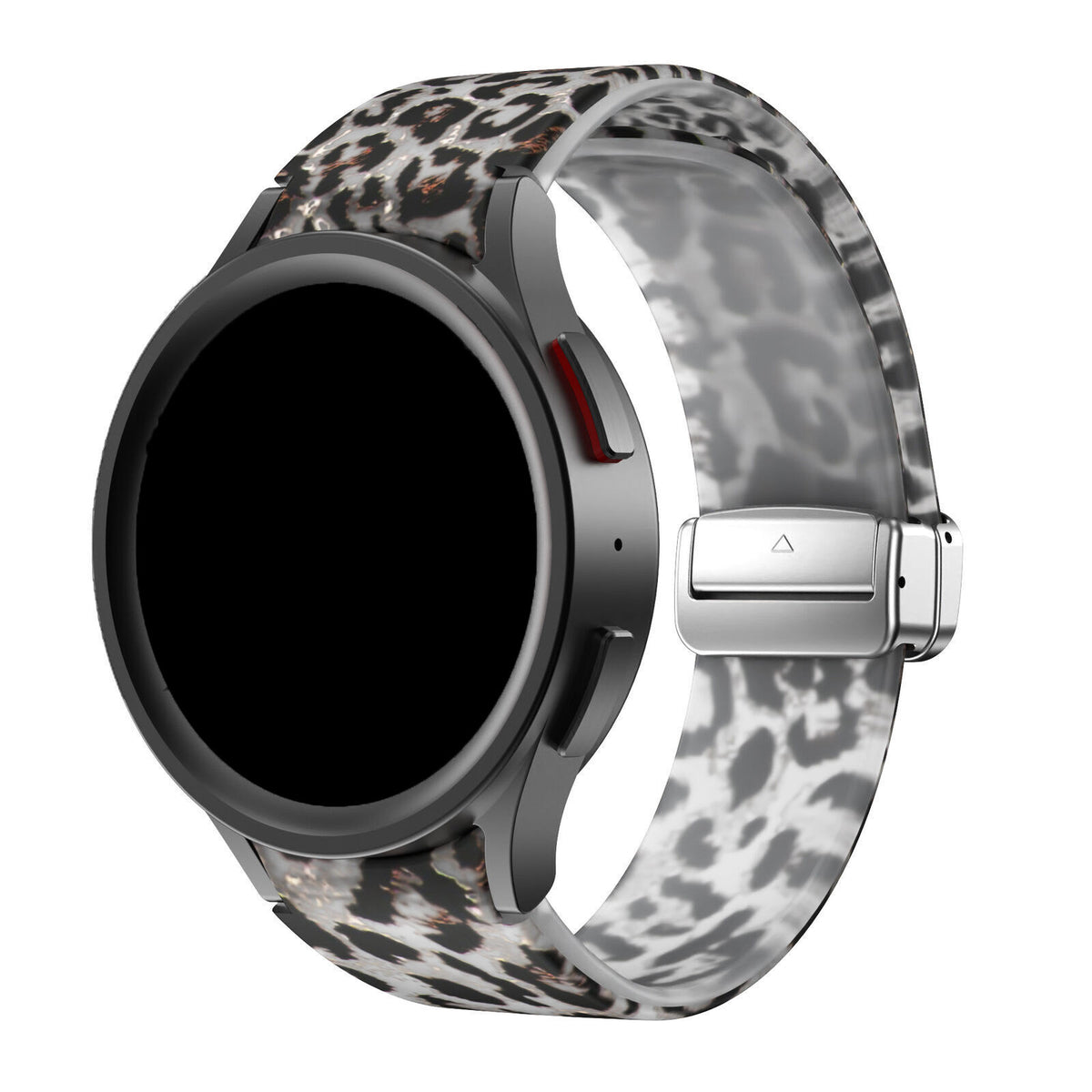 Silicone Magnetic Patterned Strap, on a watch, 3/4 front view