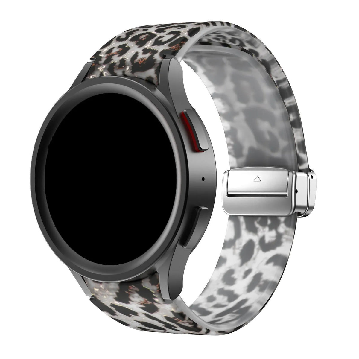 Silicone Magnetic Patterned Strap, on a watch, 3/4 front view