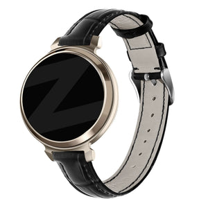 Leather Strap Crocodile Grain, black, on a watch, 3/4 front view