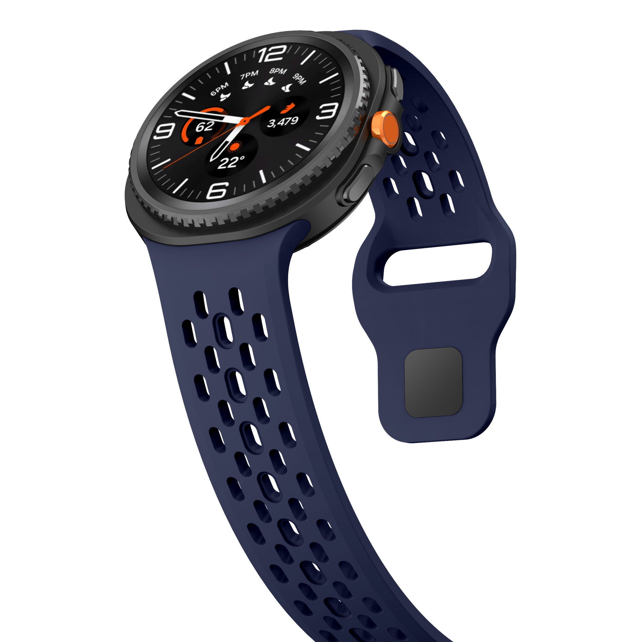 Samsung Galaxy Watch 8 Classic Silikonarmband mit Löchern (Dunkel Blau)