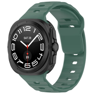 Outdoor Silicone Strap, dark green, on a watch, 3/4 front view