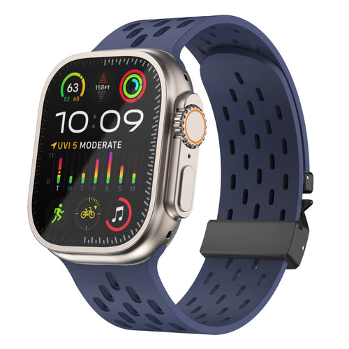 Apple Watch siliconen air bandje met P-Buckle (donkerblauw)