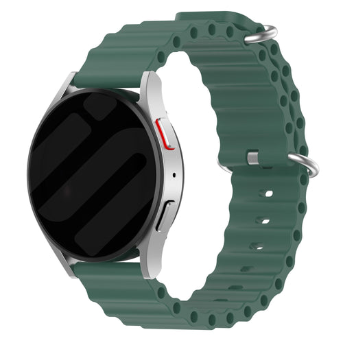 Silicone Ocean Strap, dark green, on a watch, 3/4 front view