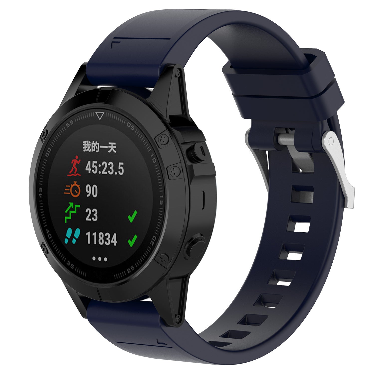 Garmin Fenix 7 Glänzendes Silikonarmband (Dunkel Blau)