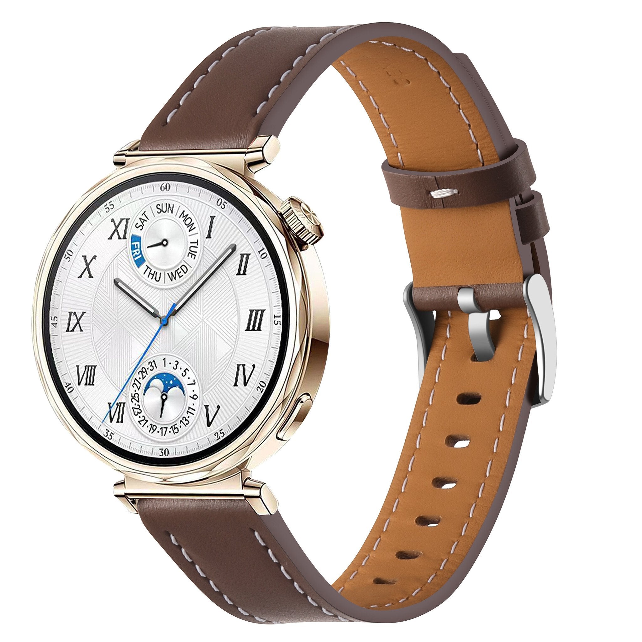Bracelet cuir 'One Push' Huawei Watch GT 5 Pro - 42mm (marron foncé)