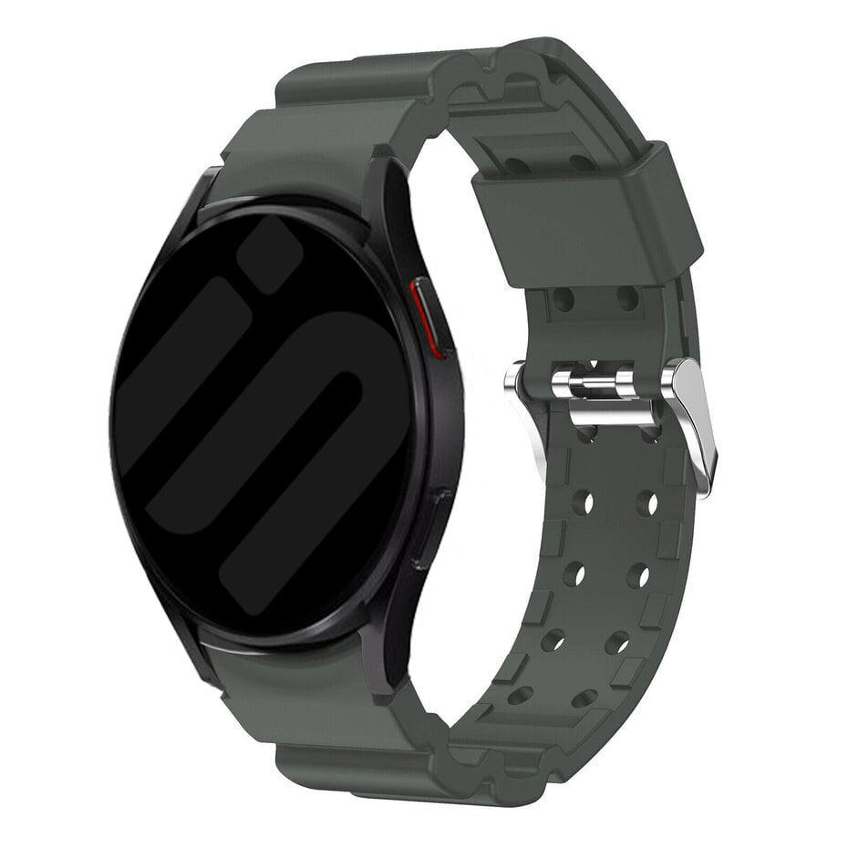 Silicone Strap 'Armour', dark grey, on a watch, 3/4 front view