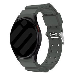 Silicone Strap 'Armour', dark grey, on a watch, 3/4 front view