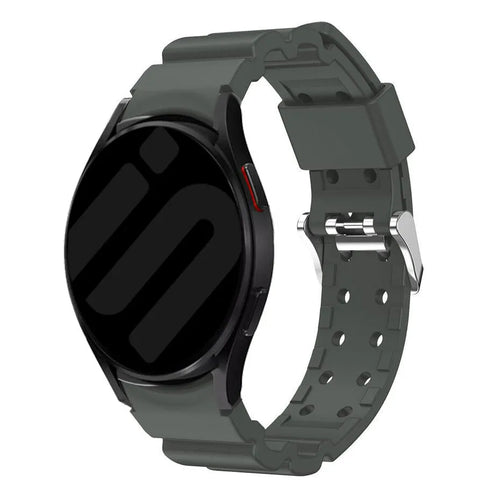 Silicone Strap 'Armour', dark grey, on a watch, 3/4 front view