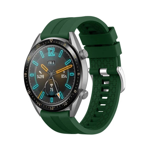Silicone Strap 'Extreme', army green, on a watch, 3/4 front view