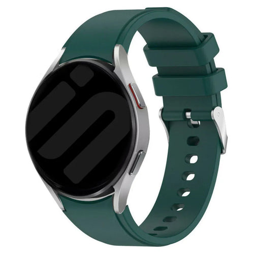 Silicone Strap 'Perfect Fit', dark green, on a watch, 3/4 front view