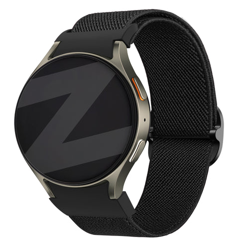 Bandz Samsung Galaxy Watch 4 44mm elastische band 'Easy fit' (zwart)