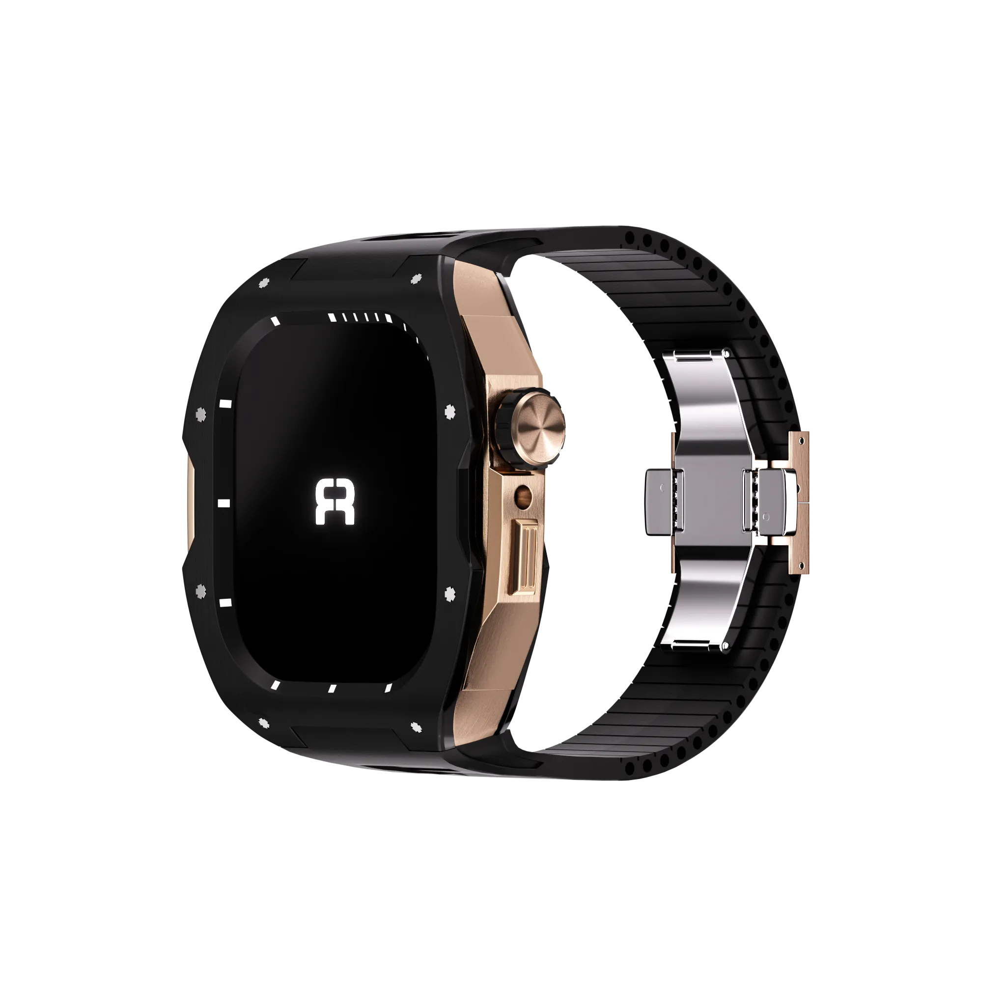 Reqior Boîtier avec bracelet en caoutchouc Apple Watch 45mm (noir/rose or)