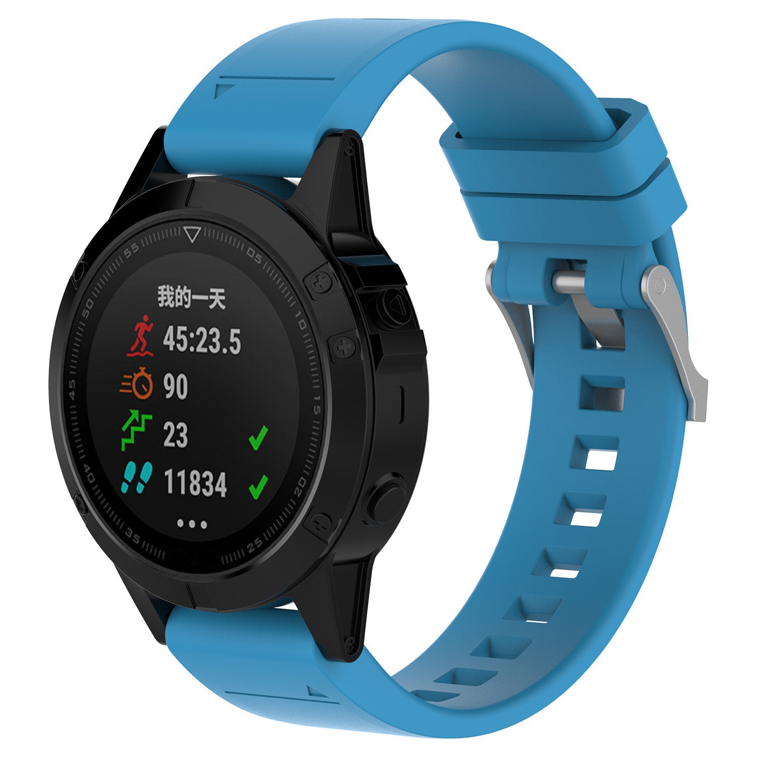 Bracelet silicone brillante Garmin Fenix 7x (bleu clair)