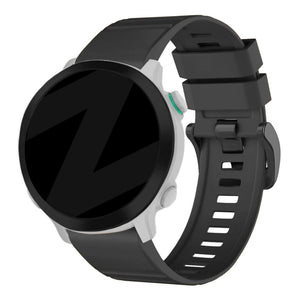 Buckled Silicone Strap, black, on a watch, 3/4 front view