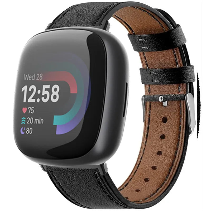 fitbit-versa-4-bandje-leer-strak-zwart