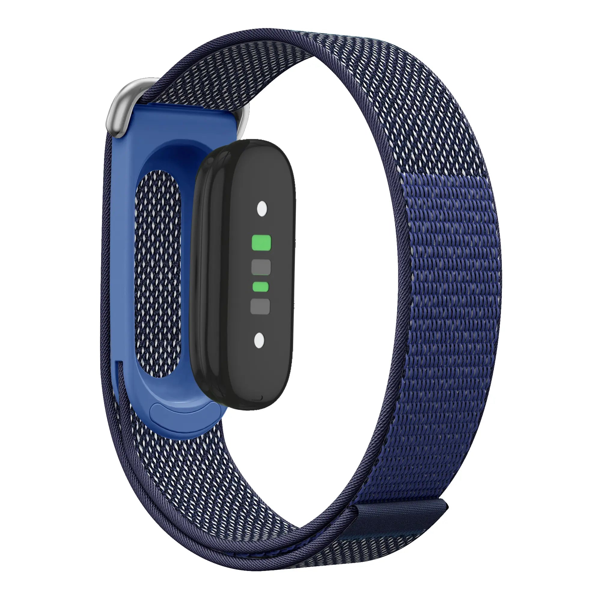 Nylon Strap 'Classic', azure blue, on a watch, 3/4 front view