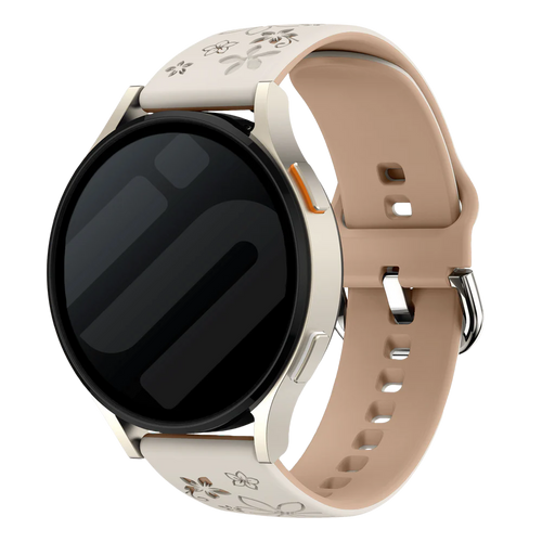 Correa silicona con flores Withings ScanWatch 2 - 38mm (blanco estrella/beige)