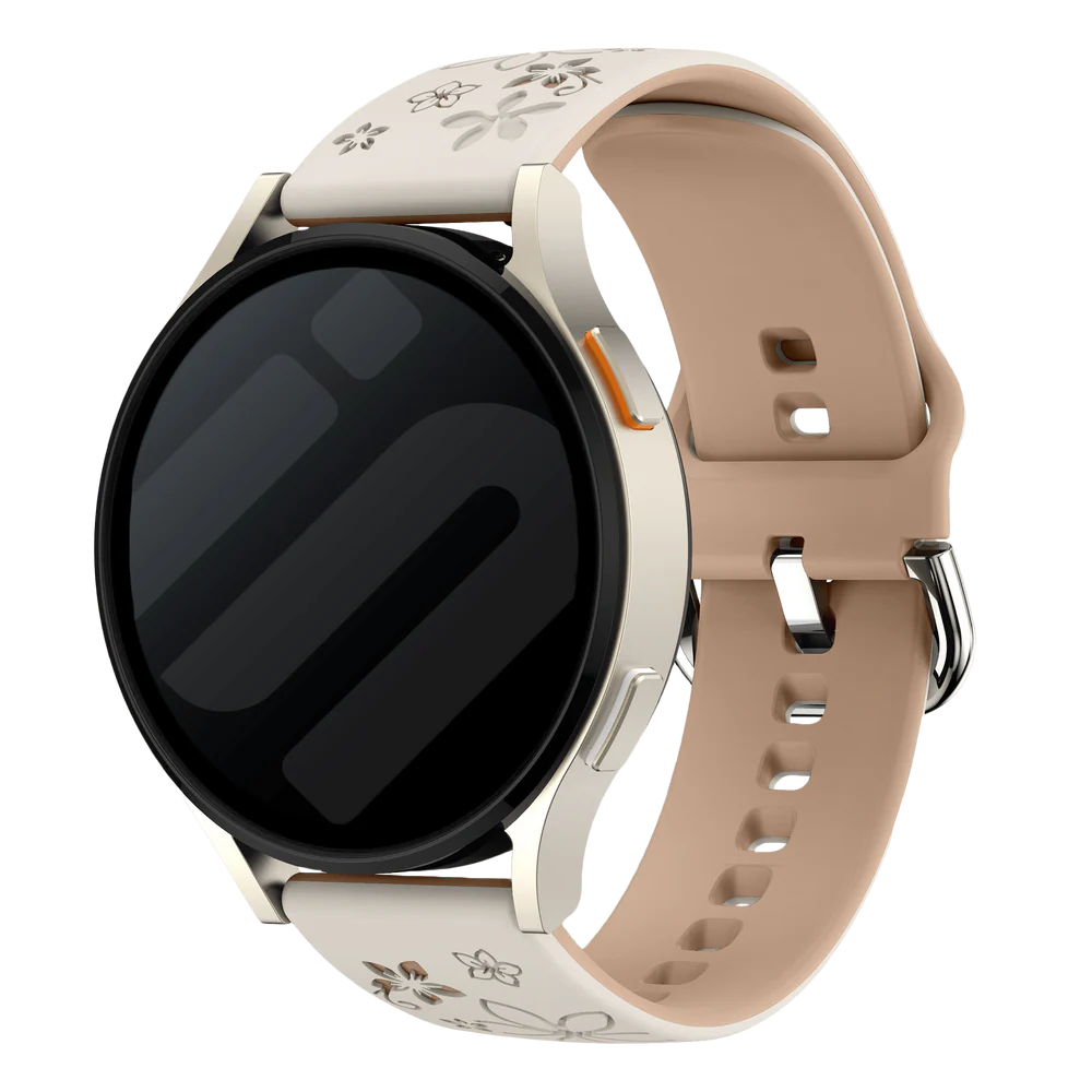 Bracelet silicone à fleurs Oppo Watch X2 Mini (lumière stellaire/beige)
