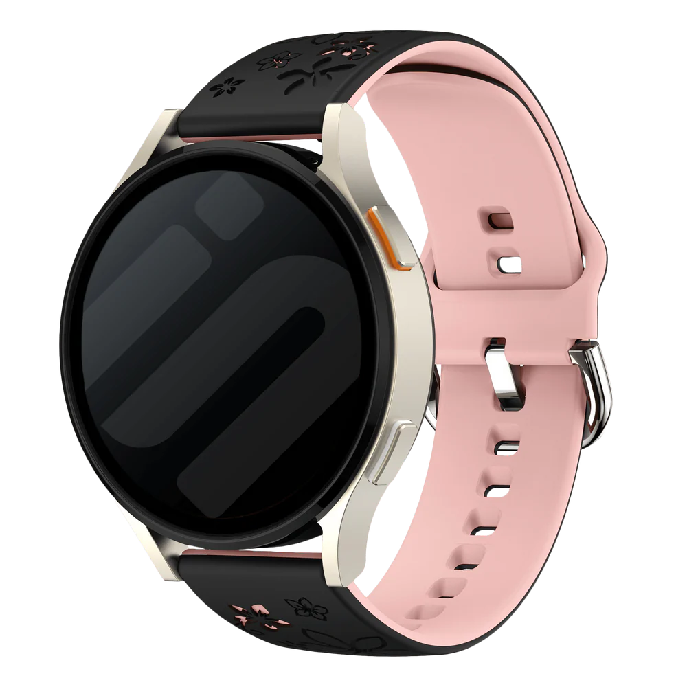 ICE Smart ST 2.0 Round 1.20 Flower Silikonarmband (Schwarz/Hellrosa)