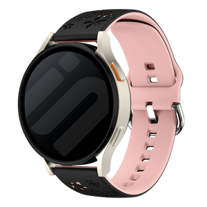 Huawei Watch 5 - 42mm Flower Silikonarmband (Schwarz/Hellrosa)