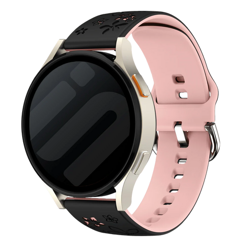 Huawei Watch GT 5 Pro - 42mm Flower Silikonarmband (Schwarz/Hellrosa)