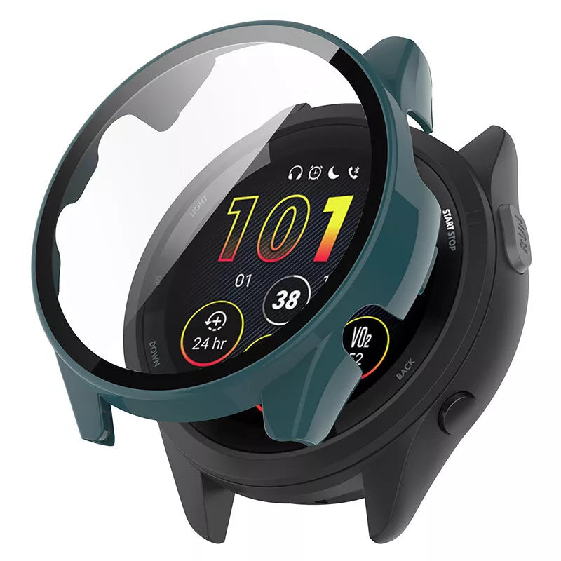 Funda rígida con vidrio Garmin Forerunner 265 (verde)