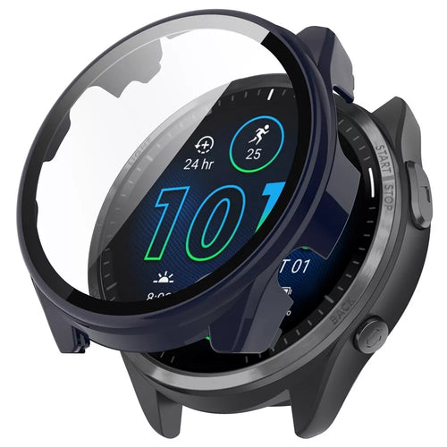 Coque rigide avec verre Garmin Forerunner 965 (bleu foncé)